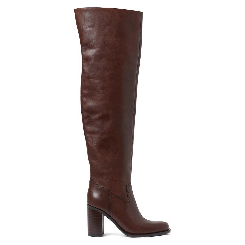 New Loeffler Randall Deidre 85MM Leather Over The Knee Boots Brown US 7.5 $750